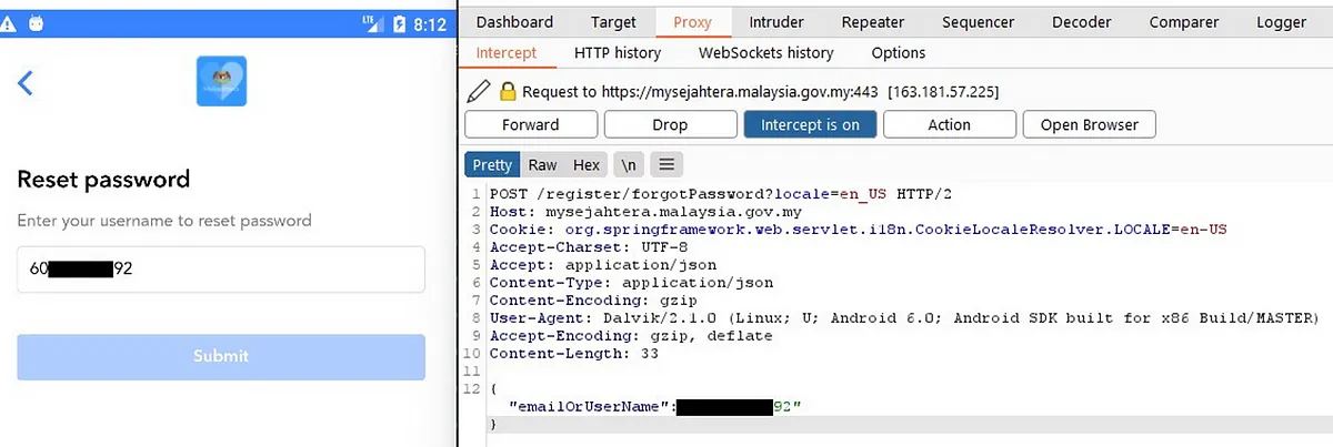 Sending ForgetPassword Request